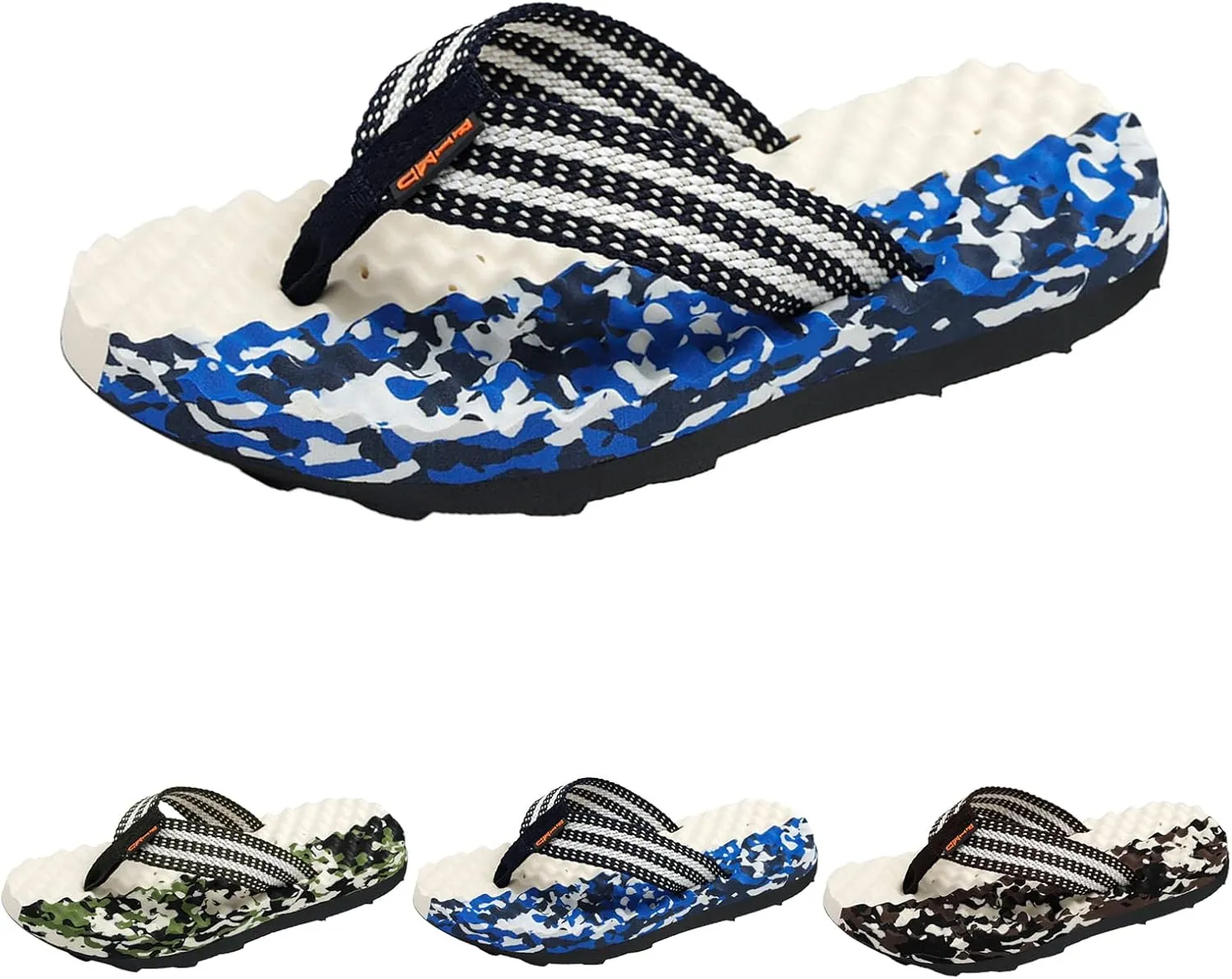 Yoga Foam Cushion Slip on Slippers Fashion Summer Men Flip Flops Flat Bottom And Non Slip Light On Comfortable Colorblock Camouflage Pattern Beach Slippers